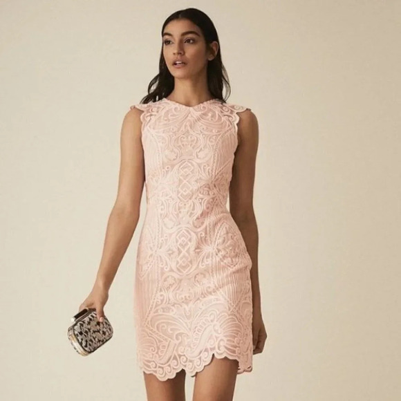 Reiss Roxanda Lace Bodycon Pink Dress 10 NWT $465 - Picture 3 of 11